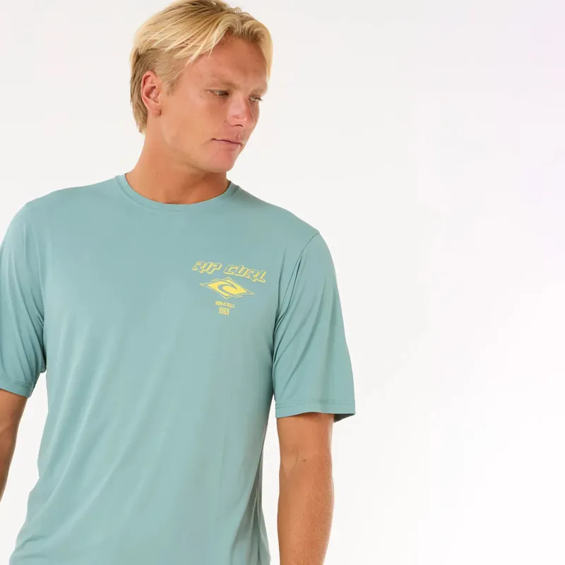 Rip Curl Icons Surflite UPF Short Sleeve Rash Vest in Blue Lagoon-1
