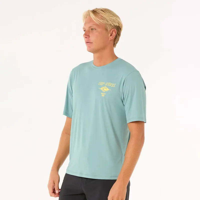 Rip Curl Icons Surflite UPF Short Sleeve Rash Vest in Blue Lagoon-2