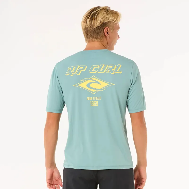 Rip Curl Icons Surflite UPF Short Sleeve Rash Vest in Blue Lagoon-3
