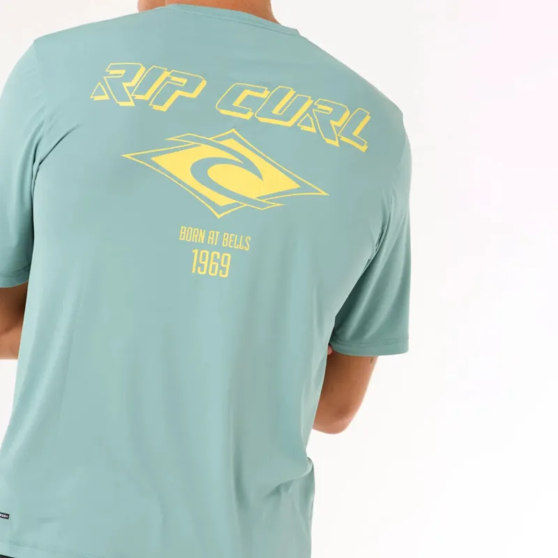 Rip Curl Icons Surflite UPF Short Sleeve Rash Vest in Blue Lagoon-4