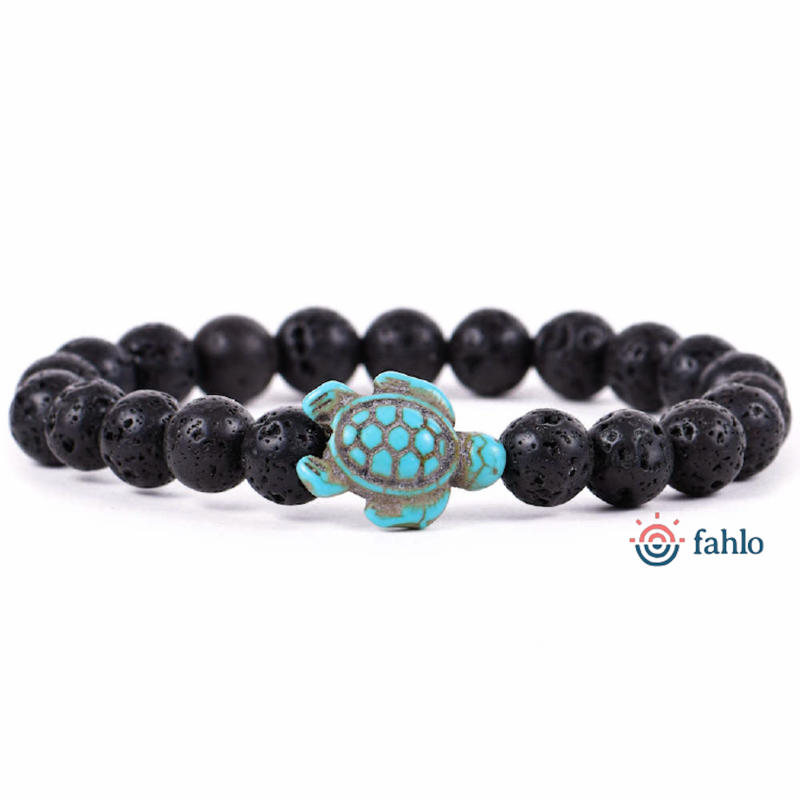 Fahlo The Journey Sea Turtle Tracking Bracelet in Lava Stone
