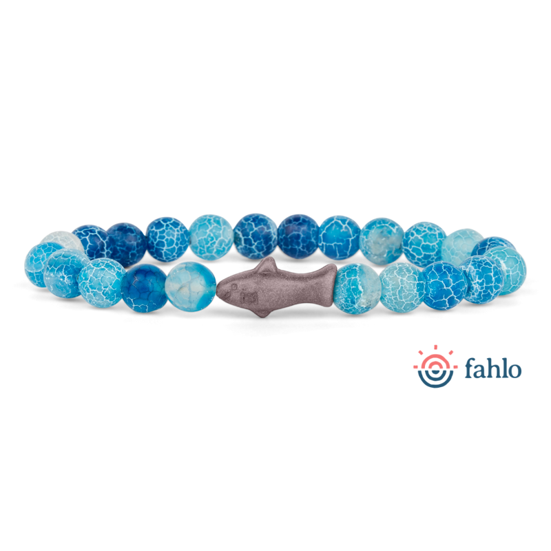 Fahlo The Voyage Shark Tracking Bracelet in Aqua Blue
