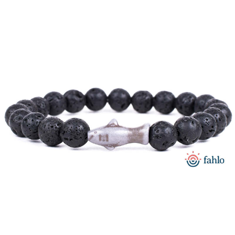 Fahlo The Voyage Shark Tracking Bracelet in Lava Stone