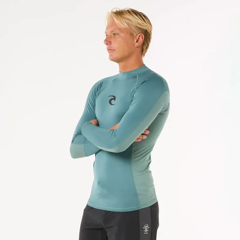 Rip Curl Waves UV Long Sleeve Rash Vest in Bluestone-1
