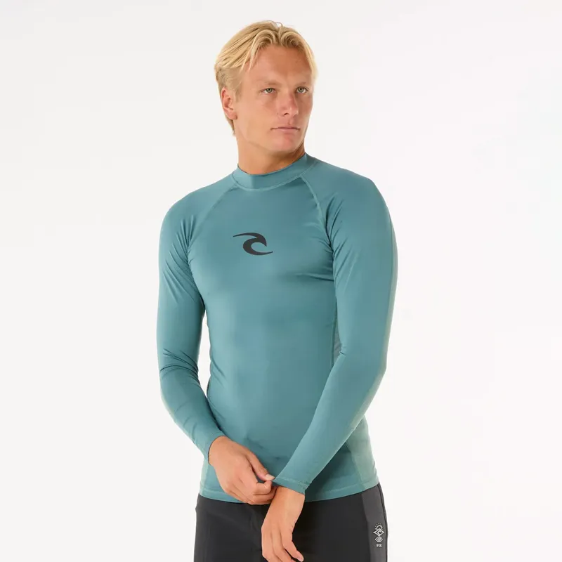 Rip Curl Waves UV Long Sleeve Rash Vest in Bluestone
