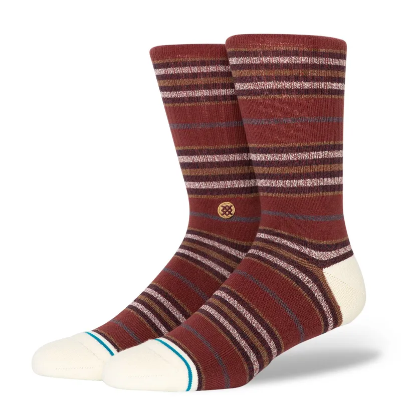 Stance Wilfred Crew Socks in Maroon - SIZE Large