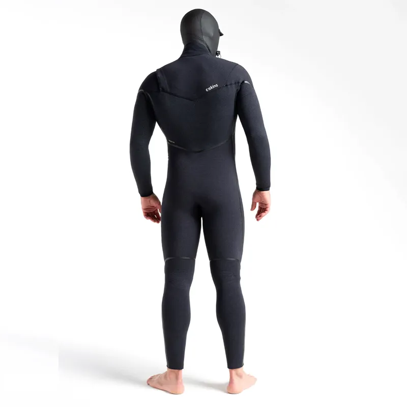 C-Skins Mens Wired 5-4-3mm Hooded Chest-Zip Wetsuit in Black/Saffron-2