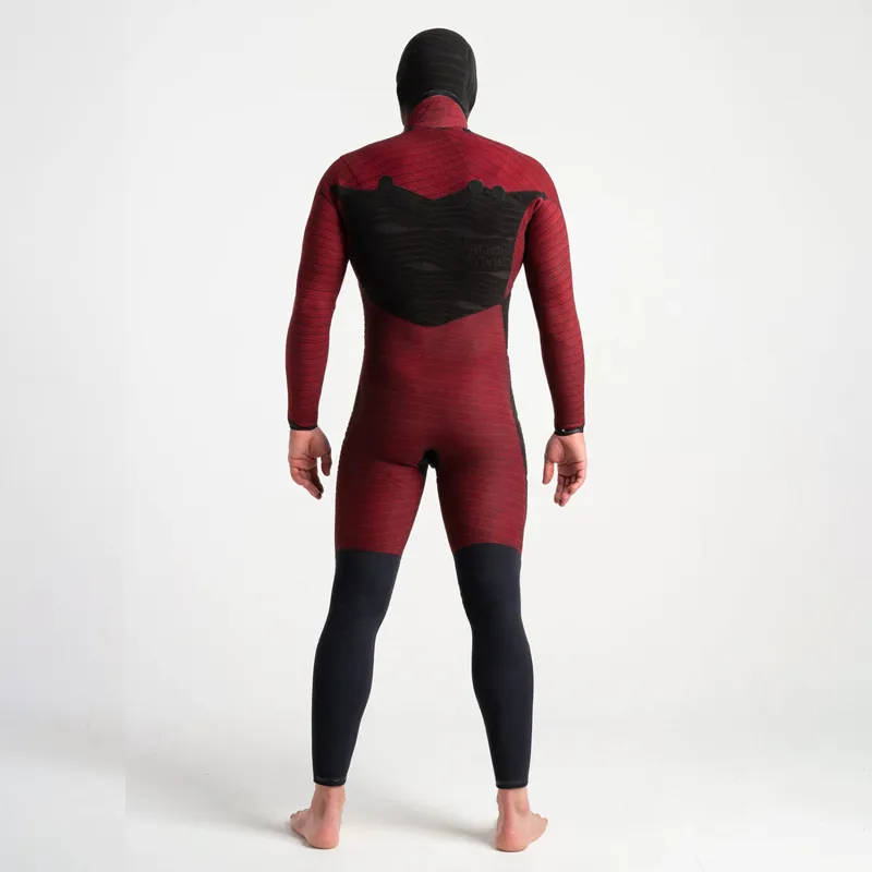 C-Skins Mens Wired 5-4-3mm Hooded Chest-Zip Wetsuit in Black/Saffron-4