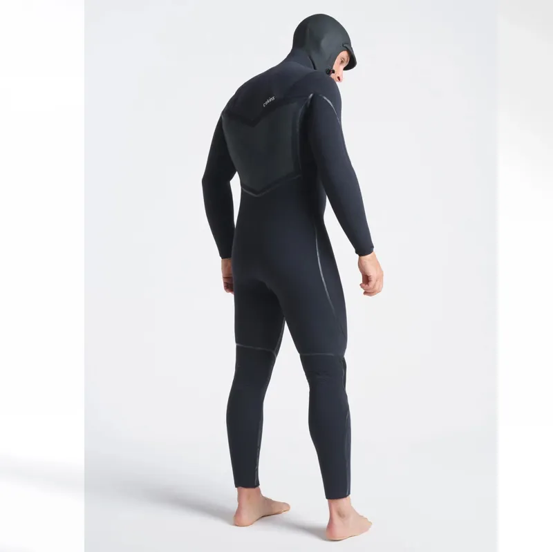 C-Skins Mens Wired+ 6-5-4mm Hooded Chest Zip Wetsuit in Black/Crimson-1