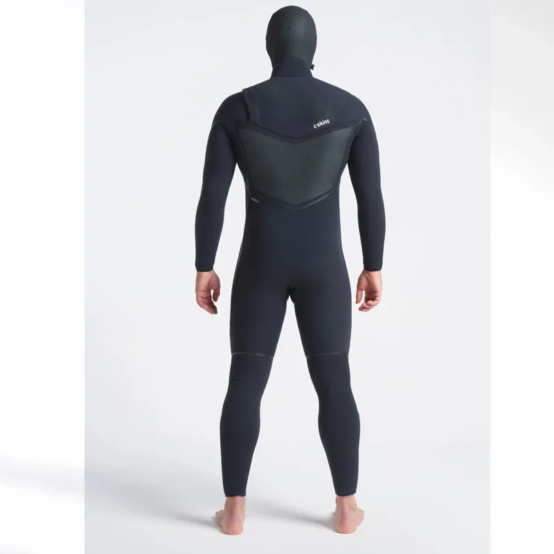 C Skins Mens Wired+ mm Hooded Chest Zip Wetsuit in Black/Cri