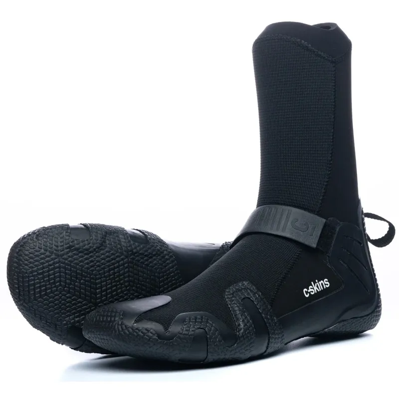 C-Skins Wired 7mm Round Toe Wetsuit Boots in Black-Charcoal