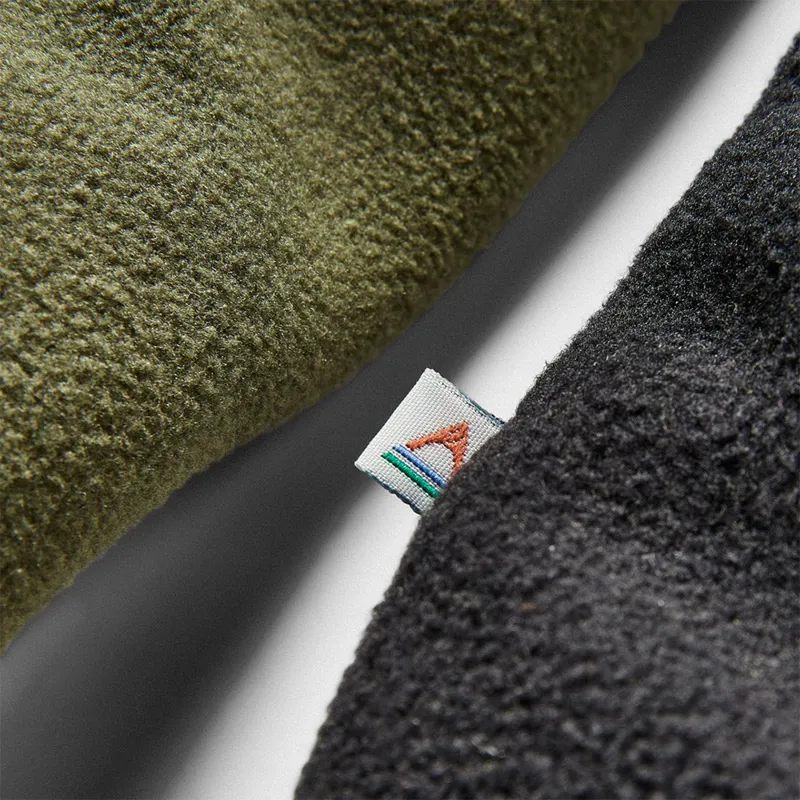 Passenger Recycled Woodland Hooded 1/2 Zip Polar Fleece in Black/Khaki-5