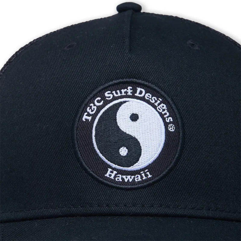 T and C Surf Designs YY Trucker Cap in Black/Black Logo-4