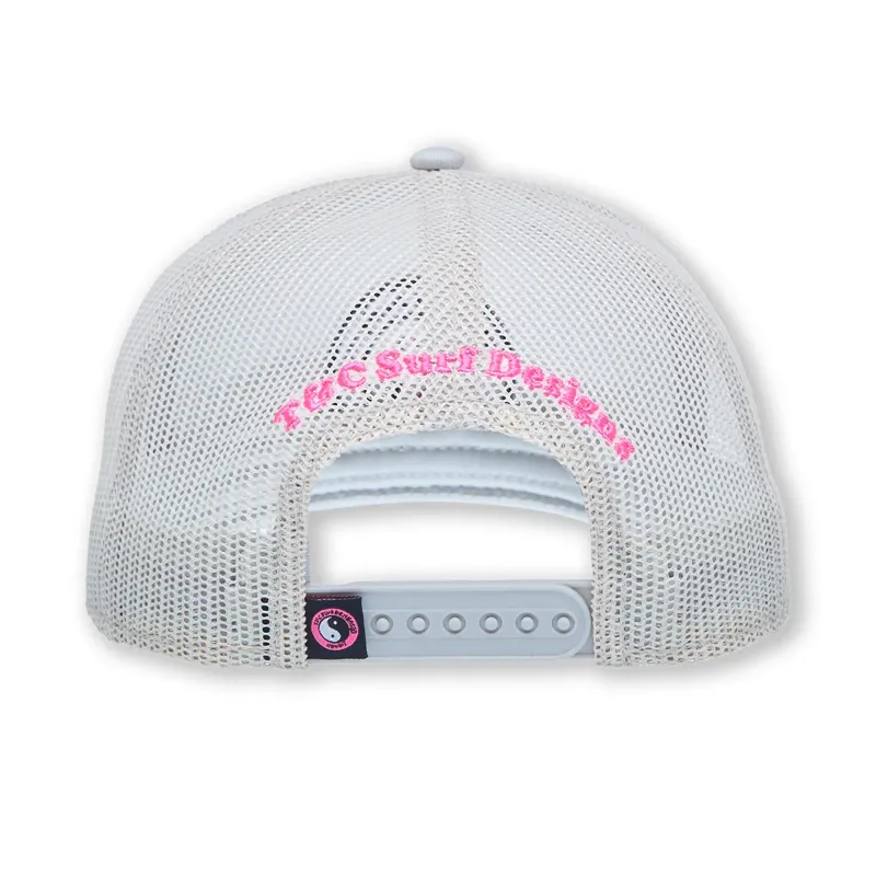 T and C Surf Designs YY Trucker Cap in Grey/Pink Logo-1