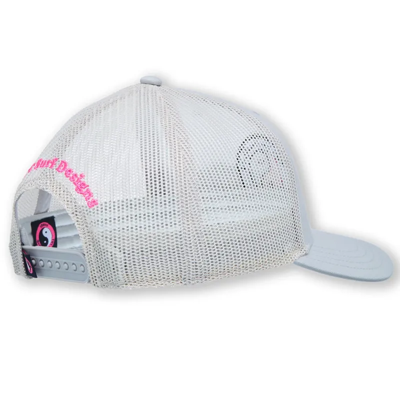 T and C Surf Designs YY Trucker Cap in Grey/Pink Logo-2