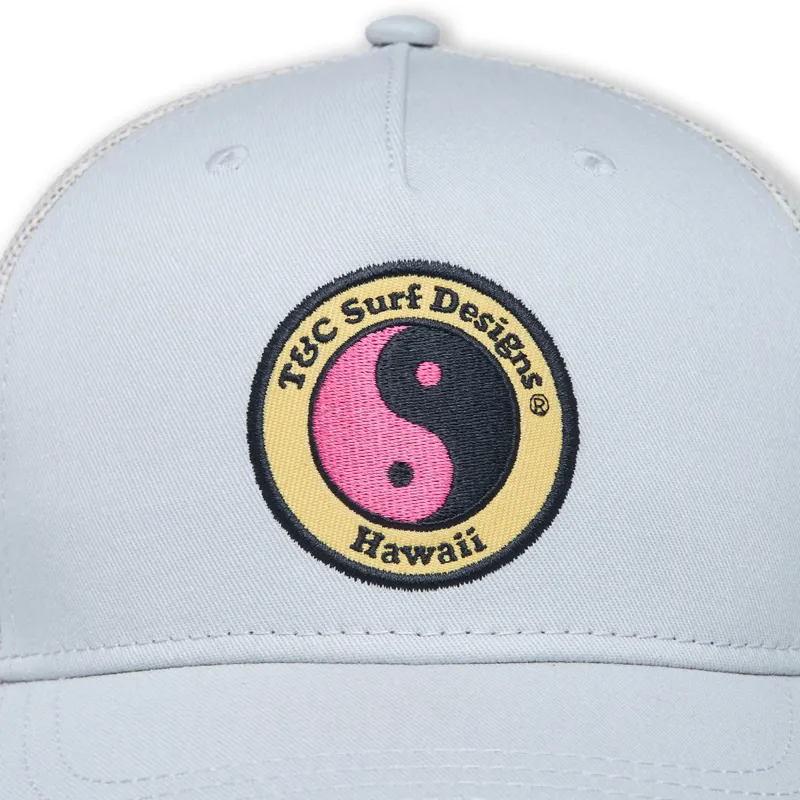 T and C Surf Designs YY Trucker Cap in Grey/Pink Logo-4