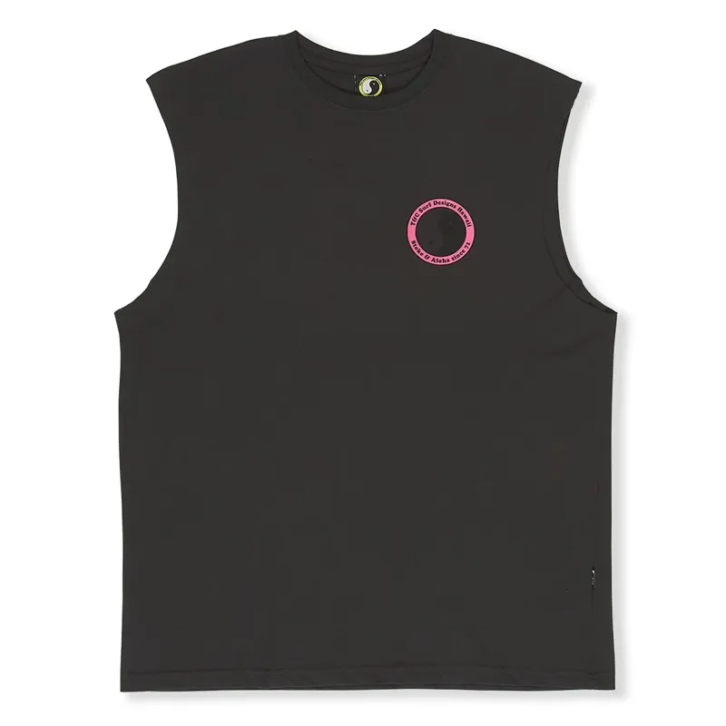 T and C Surf Designs YY 71 Logo Muscle Tee in Washed Black-1