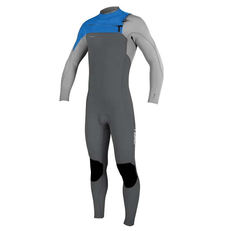 O'Neill Youth  Hyperfreak 5-4mm+ Chest Zip Wetsuit in Graphite/Smoke/Bali Blue