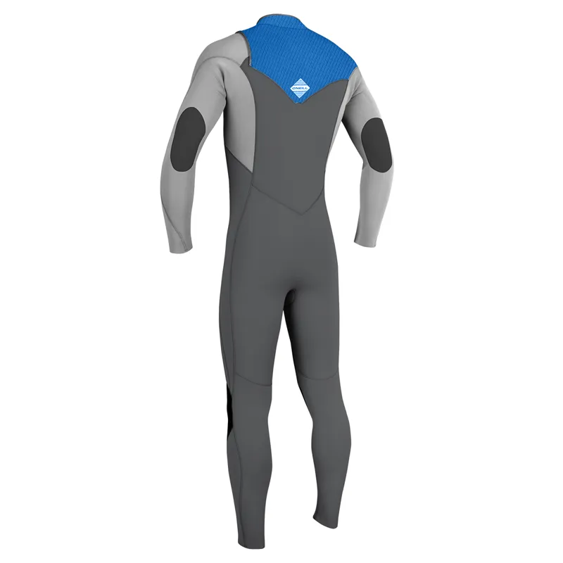 O'Neill Youth  Hyperfreak 5-4mm+ Chest Zip Wetsuit in Graphite/Smoke/Bali Blue-1