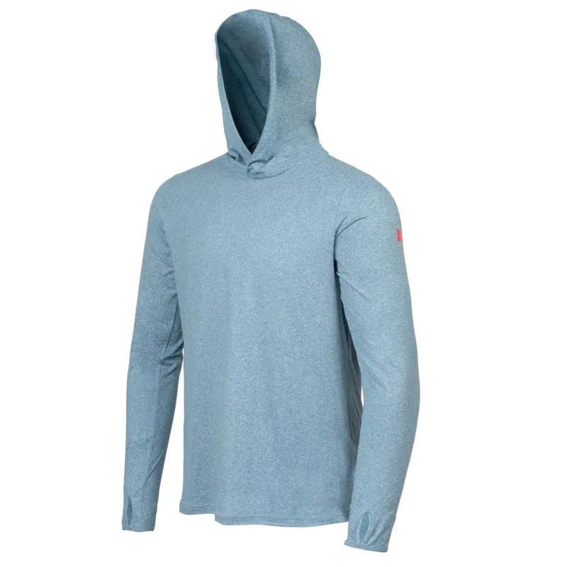 Florence Marine Adapt Long Sleeve UPF Hooded Shirt in Heather/Steel Blue
