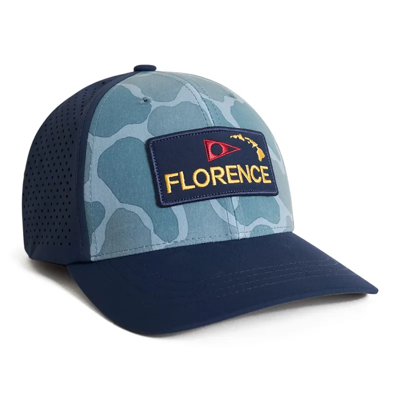Florence Marine Airtex Trucker Hat in Light Sea Blue Camo