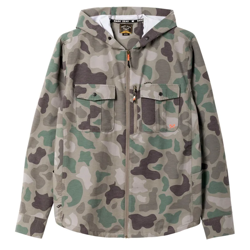 Dark Seas Albright Woven Hooded Shirt in Duck Camo