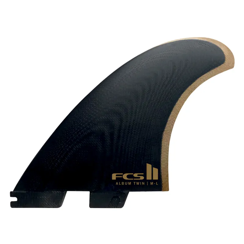 FCS II Album PG Twin + Stabiliser Fins in Black/Gold-1