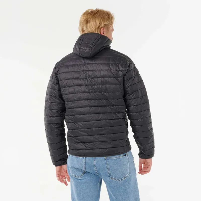 Rip Curl Anti-Series Search Puffer Hoodie Jacket in Black-1