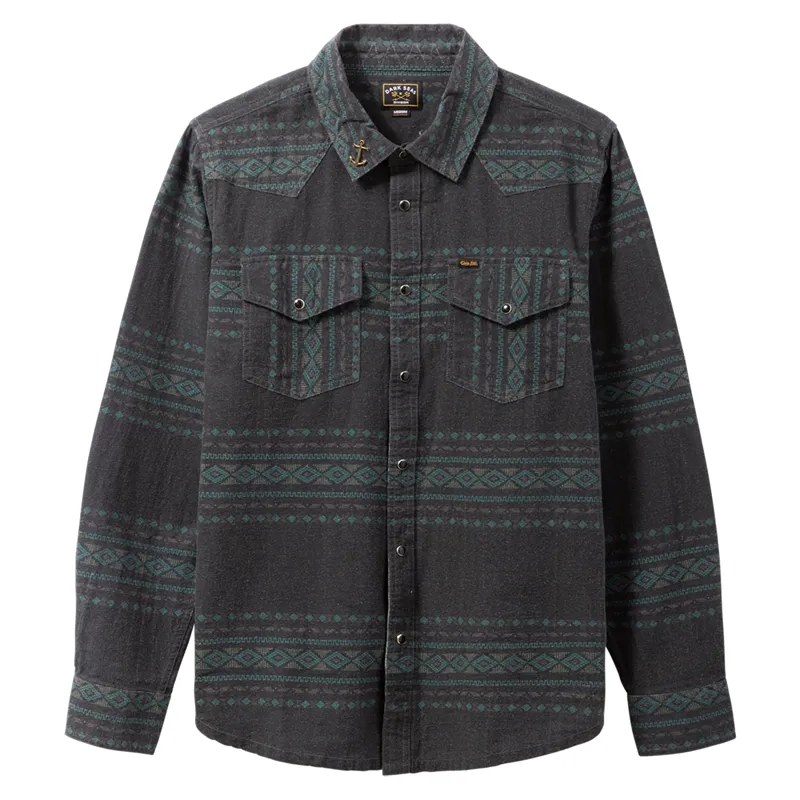 Dark Seas Austin Flannel Shirt in Black