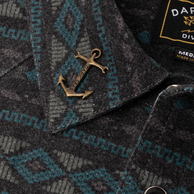 Dark Seas Austin Flannel Shirt in Black-2