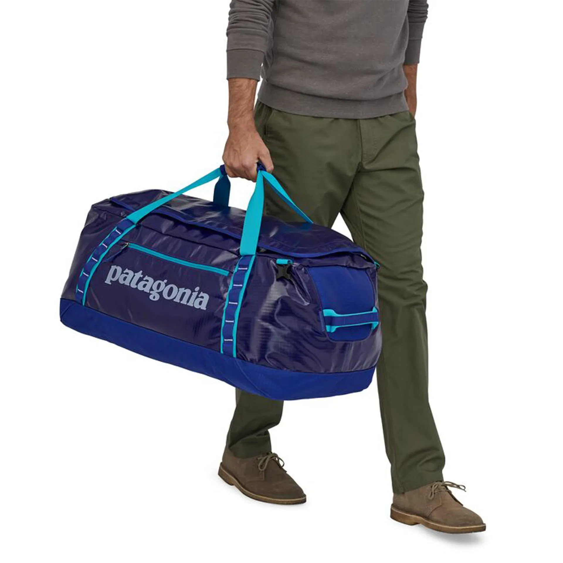 patagonia headway 70l duffel bag 4272cu in Black Hole Matte | Recycled film laminate and lined with 3.3 Patagonia Black Hole 70L |