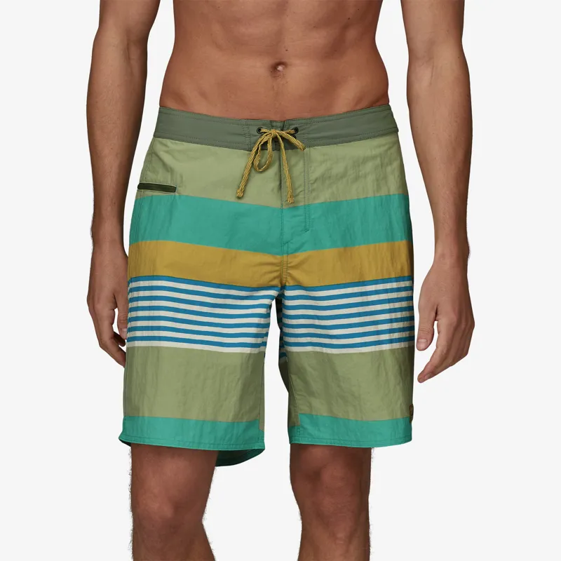 Patagonia Men's Wavefarer 19-inch Boardshorts in Fitz Stripe/Fresh Teal-1