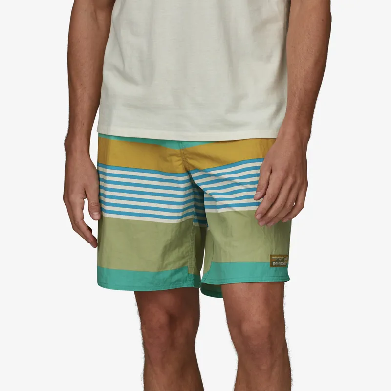 Patagonia Men's Wavefarer 19-inch Boardshorts in Fitz Stripe/Fresh Teal-3