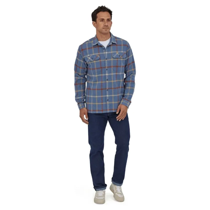 Patagonia Men's Long-Sleeved Organic Cotton Midweight Fjord Flannel Shirt in Brisk-Dolomite Blue-3