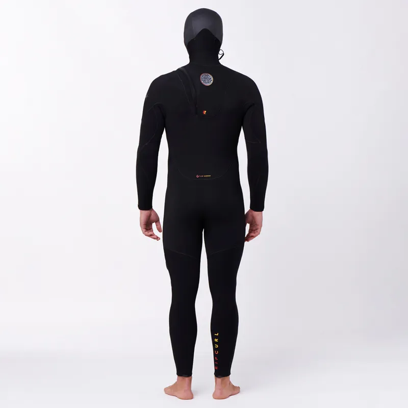 Rip Curl Flashbomb Heatseeker 5-4mm Zip Free Hooded Wetsuit in Black-4