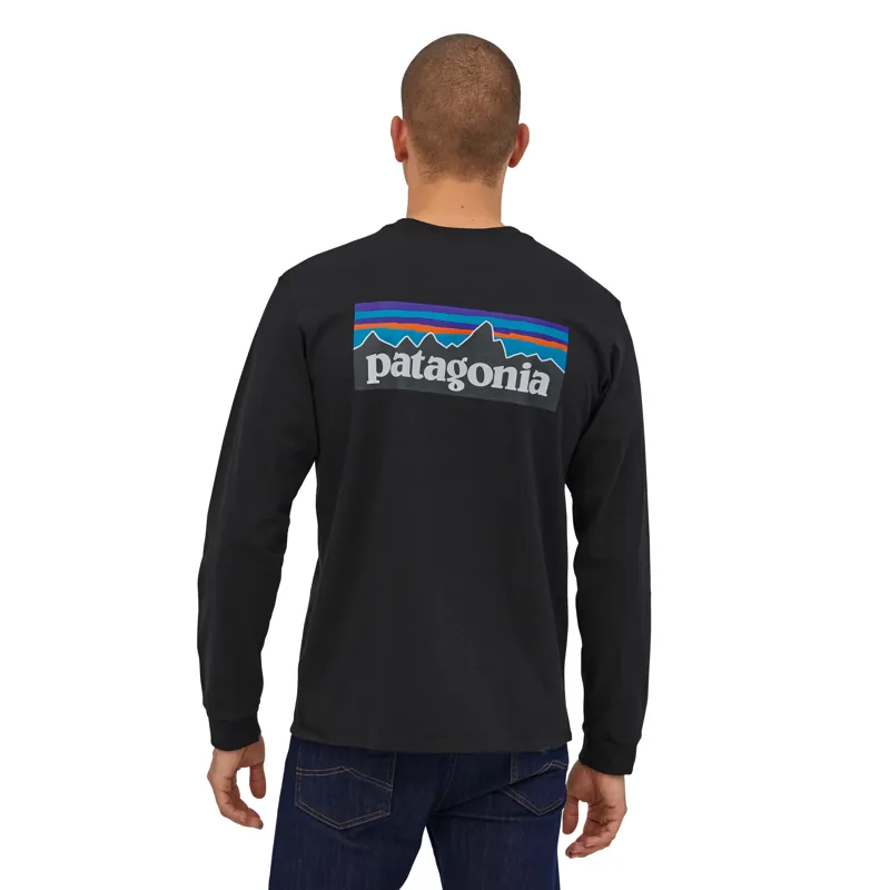 Patagonia P-6 Logo Responsibili-Tee LS Mens Shirt in Black-2