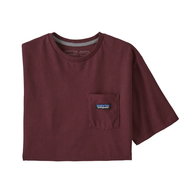 Patagonia P-6 Label Pocket Mens Responsibili-Tee in Dark Ruby