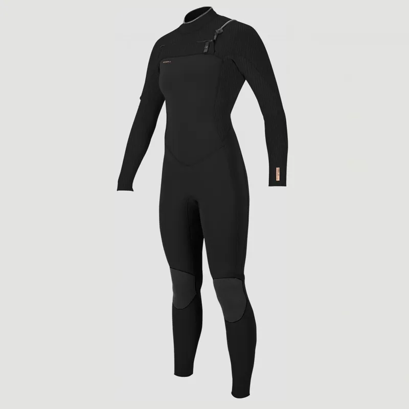 O Neill Womens Hyperfreak 4-3mm+ Chest Zip Wetsuit in Black