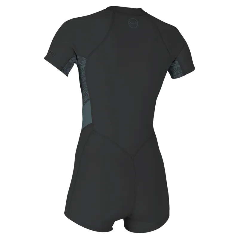 O'Neill Womens Bahia 2-1mm Front Zip Shorty Wetsuit in Steel/Island Sky-1