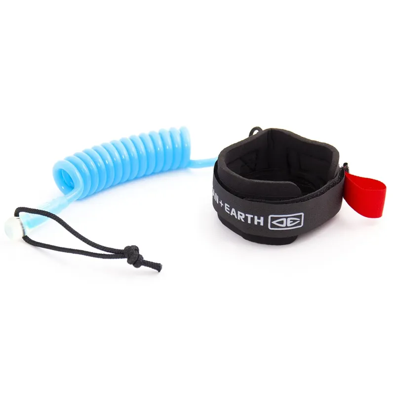 Ocean and Earth Bodyboard coiled wrist leash in Cyan