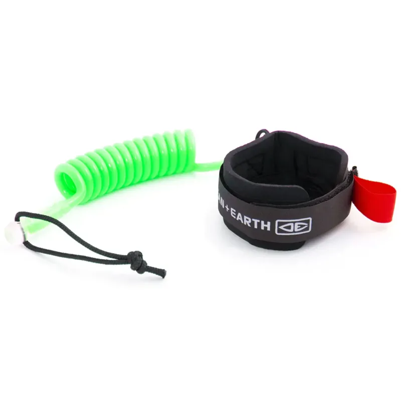 Ocean and Earth Bodyboard coiled wrist leash in Lime