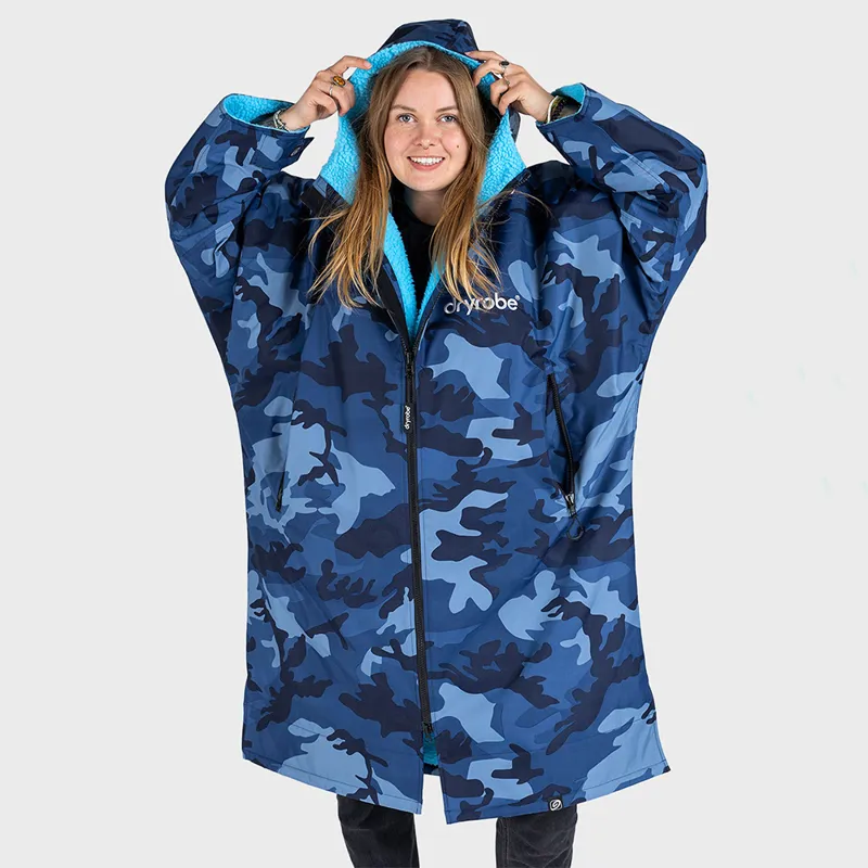 Dryrobe Advance Long Sleeve Change Robe in Blue Camo/Blue-1