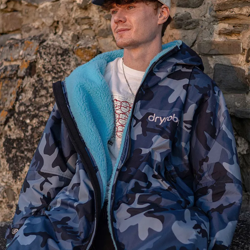 Dryrobe Advance Long Sleeve Change Robe in Blue Camo/Blue-2