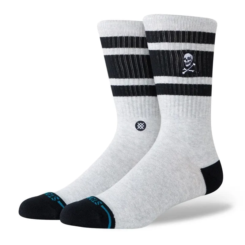 Stance Boyd Skull Crew Socks  in Heather Grey - SIZE Large