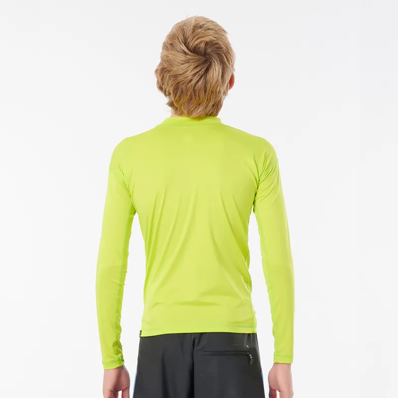 Rip Curl Jnr Corps Long Sleeve UV Rash Vest in Lime-1