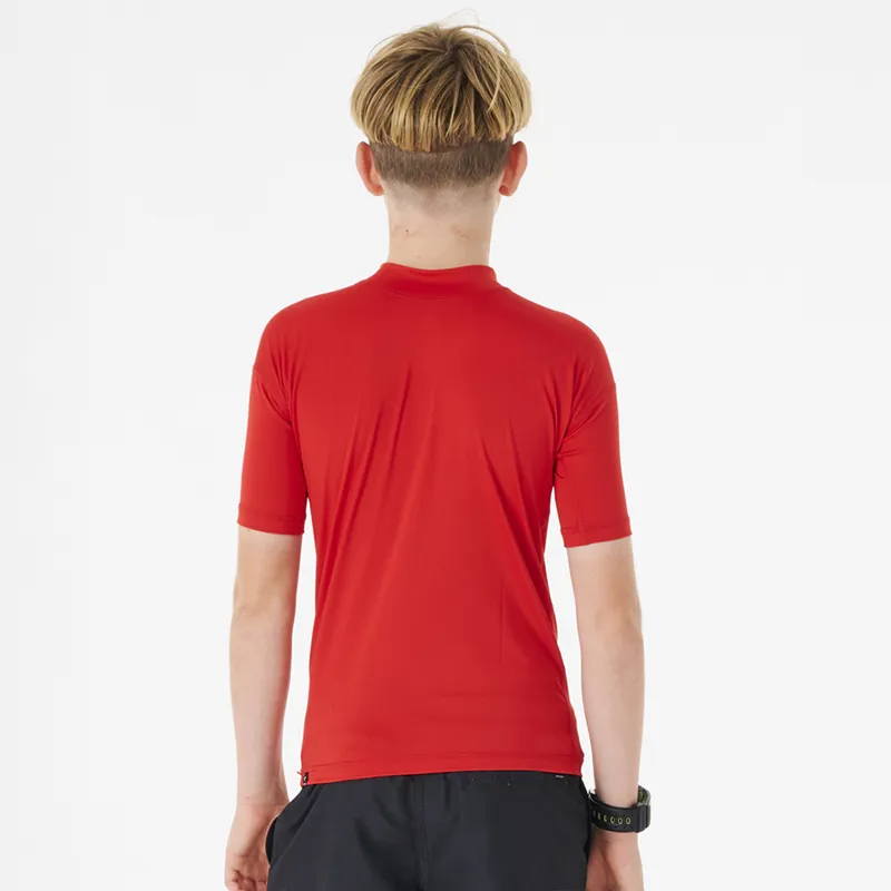Rip Curl Jnr Corps Short Sleeve UV Rash Vest in Red-2