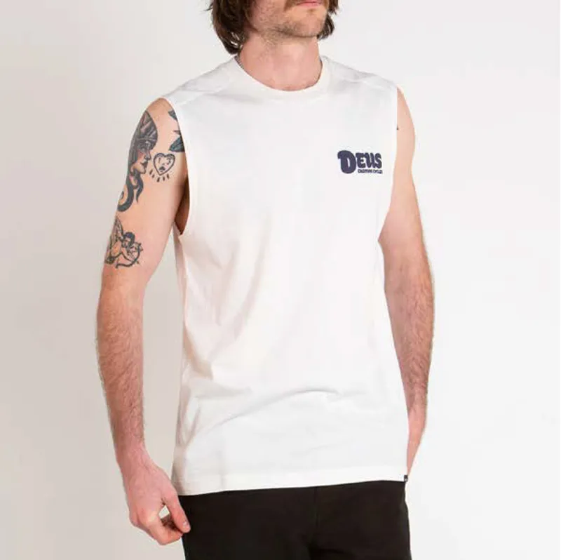Deus Ex Machina Bubble Up Muscle Tee in Vintage White-1