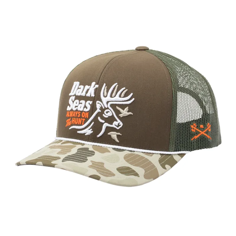 Dark Seas Bucked Cap in Olive/Camo