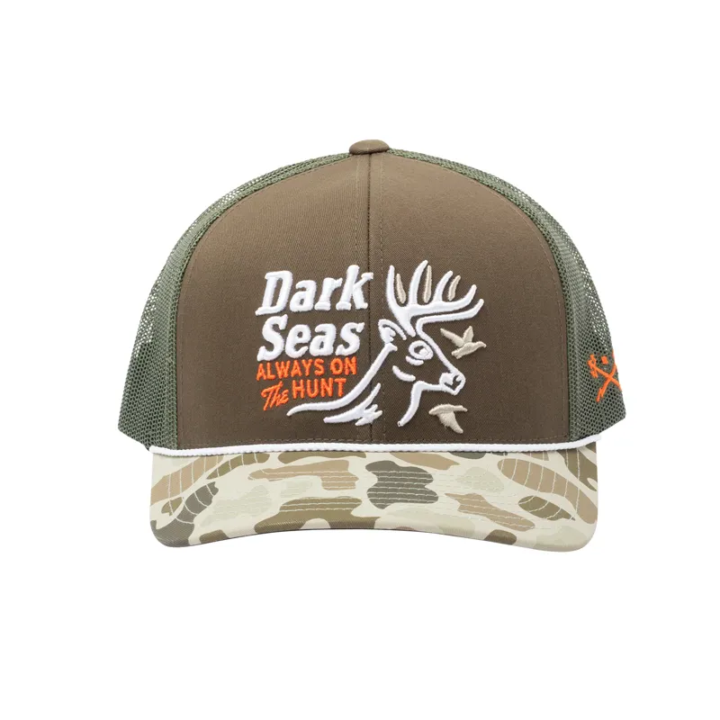 Dark Seas Bucked Cap in Olive/Camo-2