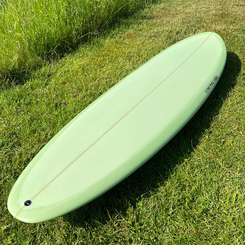 Love Machine Surfboards 6ft 10 Cheet in Green - Futures Sides-3